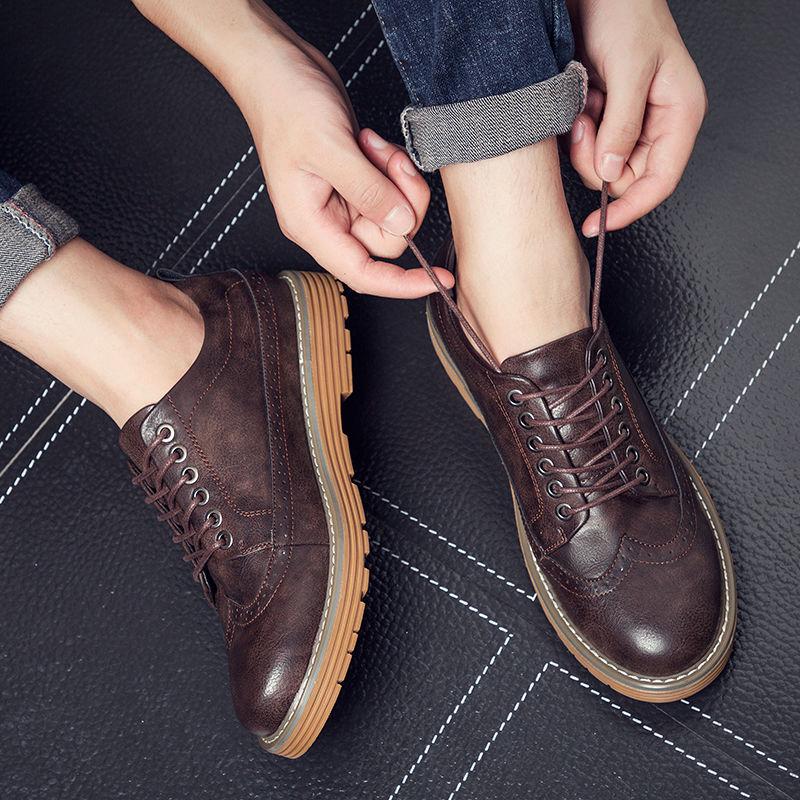 Oxford Shoes Men's Brock Leather Shoes Men's Work Shoes British Shoes Men's Casual Sneakers