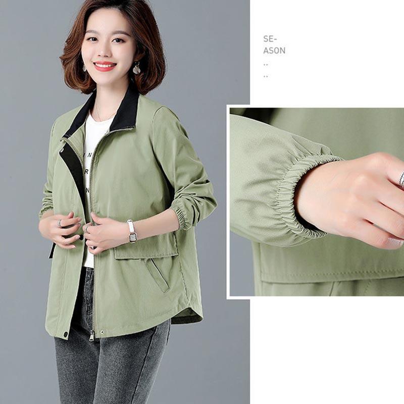 Windbreaker Women's Short Jacket Spring Loose and Thin Stand Collar Fashion Jacket