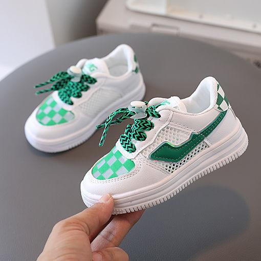 Children's Shoes Spring and Summer Mesh Breathable Plaid Shoes Boys and Girls Sneakers 1-6 Years Old