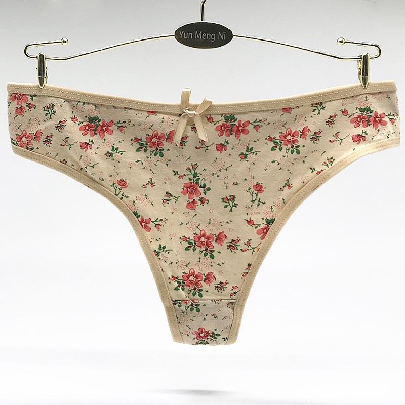 WTEMPO 6 Pieces/Set Thong Panties Ladies Sexy Lingerie Briefs Fashion Print Solid Color Lingerie Ladies Panties M-XL