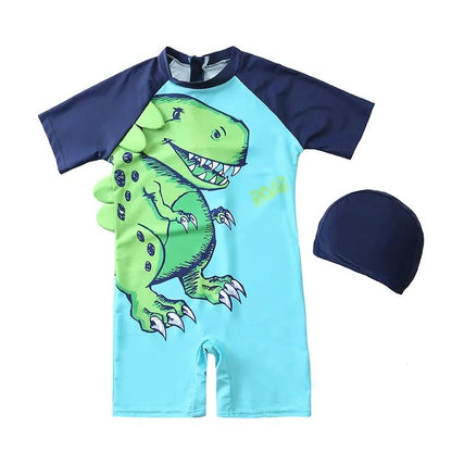 Children's Cartoon Dinosaur One-piece Swimsuit Boy Baby Quick-drying Swiming Suit Cute Printed Breathable Swimwear