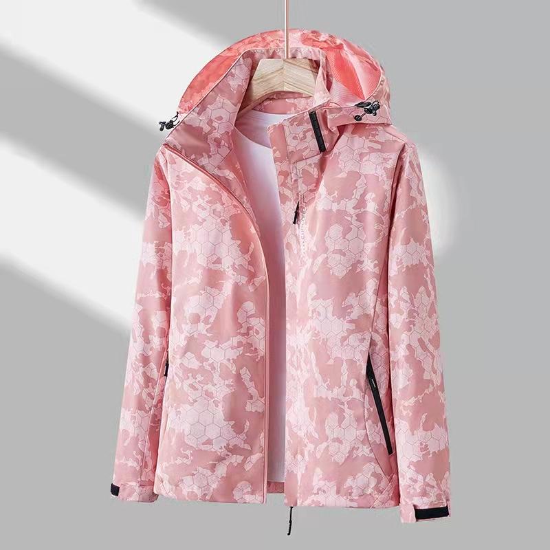 Men's and Women's Same Camouflage Jackets Spring and Autumn Thin Section Outdoor Mountaineering Waterproof Windbreaker Travel Hooded Jacket