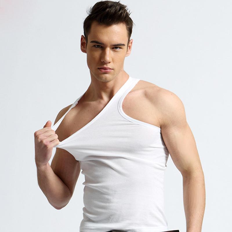 Summer Men's I-shaped Vest Pure Cotton Self-cultivation Student Sports Hurdle Base Solid Color Does Not Fade Cotton Sweat Vest