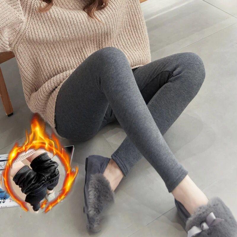 Modal Leggings Women's Outer Wear Plus Velvet High Waist Stretch Tight-fitting Slim Nine-point Pants Warm Leggings Stretch Pants