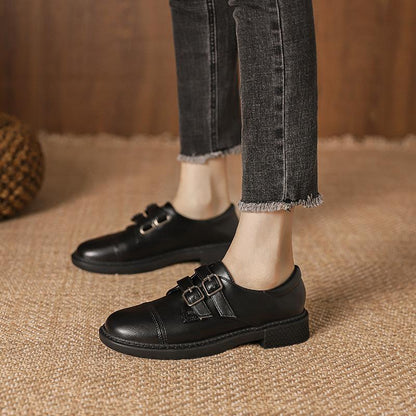 Korean Version of Small Leather Shoes Women Single Shoes Women Soft Leather Platform Loafers Lazy Shoes