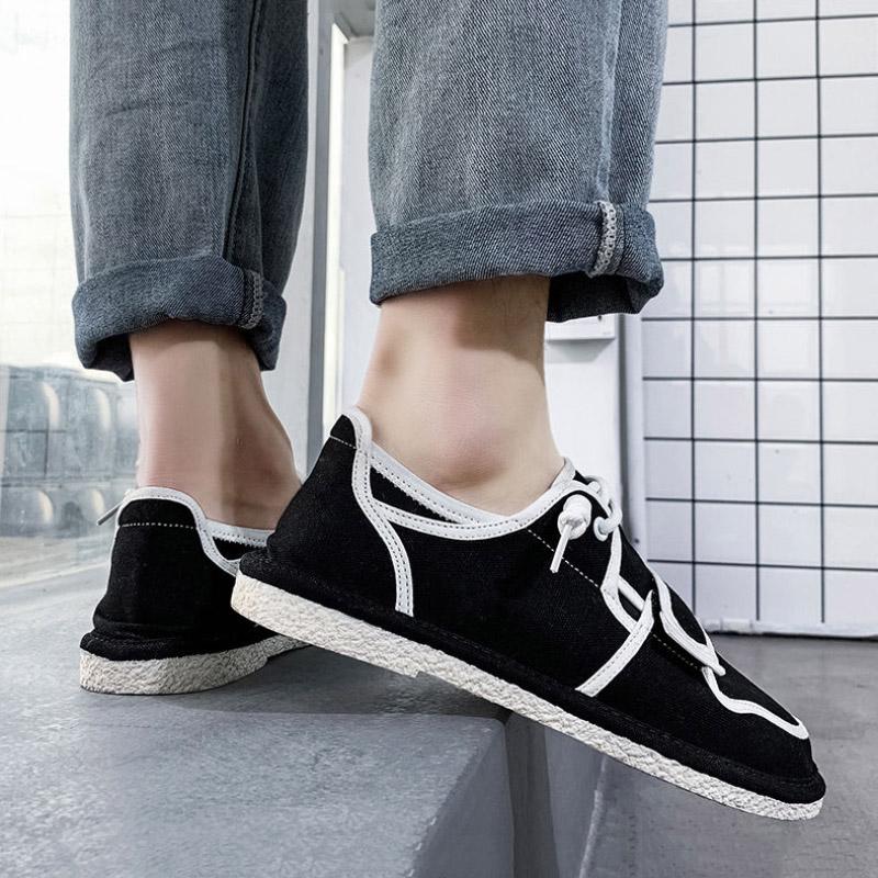 Men's Casual Canvas Shoes Trend Cloth Shoes Summer Breathable Driving Shoes Male Lazy All-match Cloth Shoes A Pedal