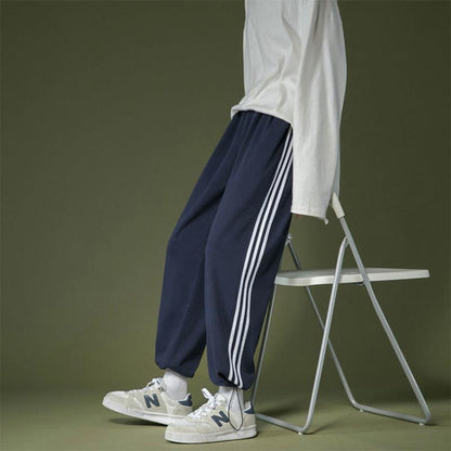 Summer Three-bar Casual Sports Pants Female Students Korean Version of Loose and Thin High Waist Drape Straight Wide-leg Pants Ins