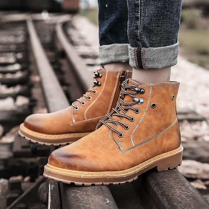 Martin Boots Men Leather Shoes Retro Military Boots Men's Waterproof Desert Boots Tide Men's Boots