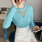Sweater Women Autumn Winter Bottoming Shirt Women's Mesh Stitching Loose Long-sleeved Round Neck Korean Knit Sweater with Top