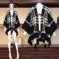 Loose Shawl Cloak Wear on Both Sides, Outer Cardigan Jacket Knitted Sweater Women's Temperament Shawl Cloak Sweater Plaid Cardigan