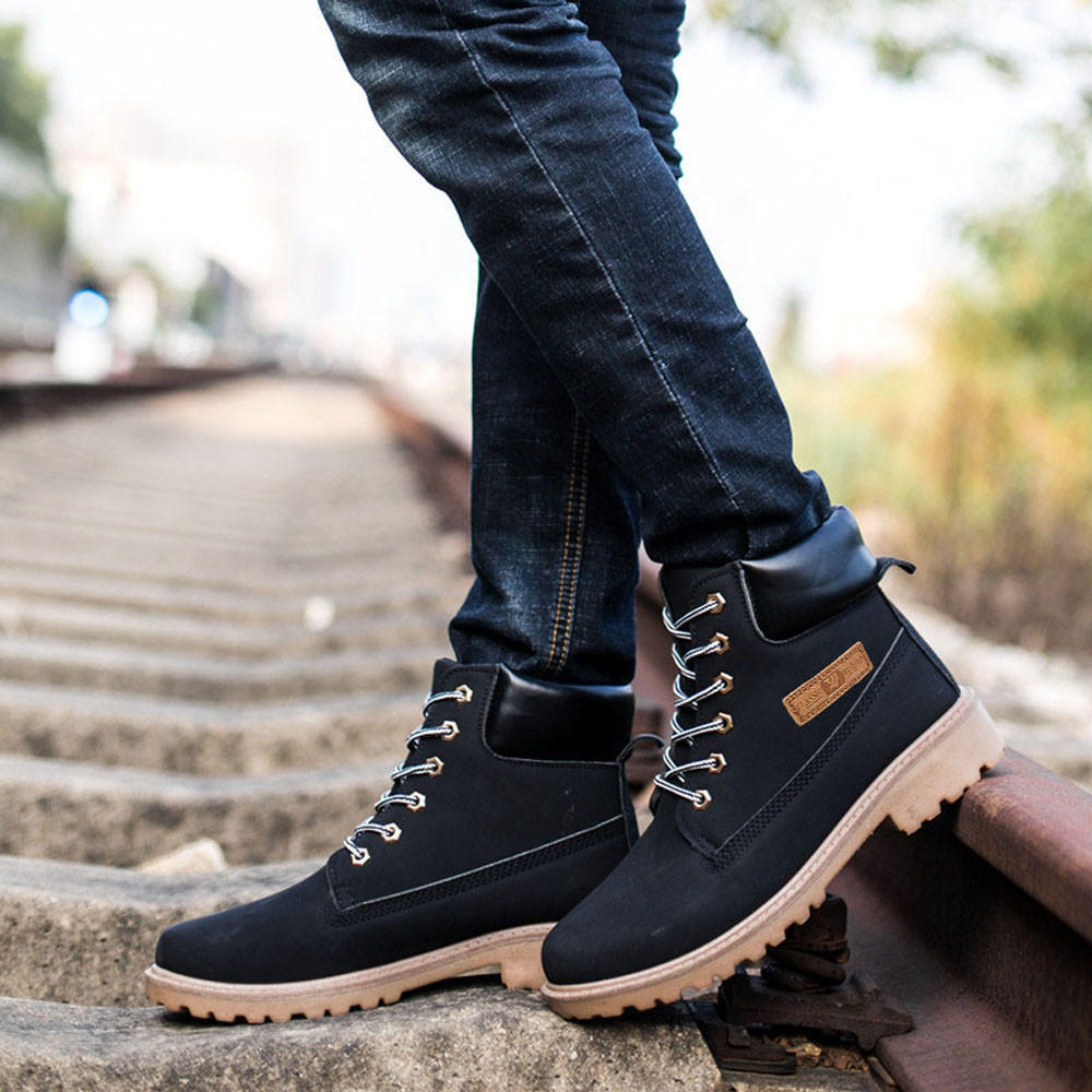 Plus Size Men Ankle Boots Fur Lined Winter Autumn Warm Boots Shoes