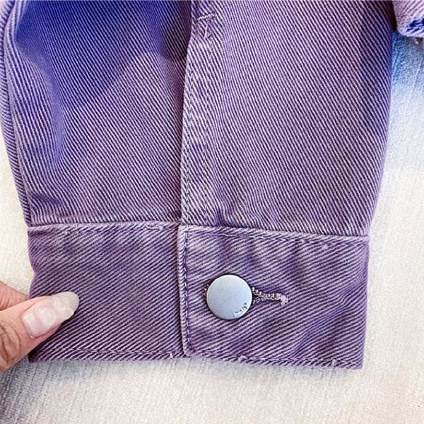 Purple Denim Jacket Women's Spring and Autumn Casual All-match Big Pocket Short Jacket Top