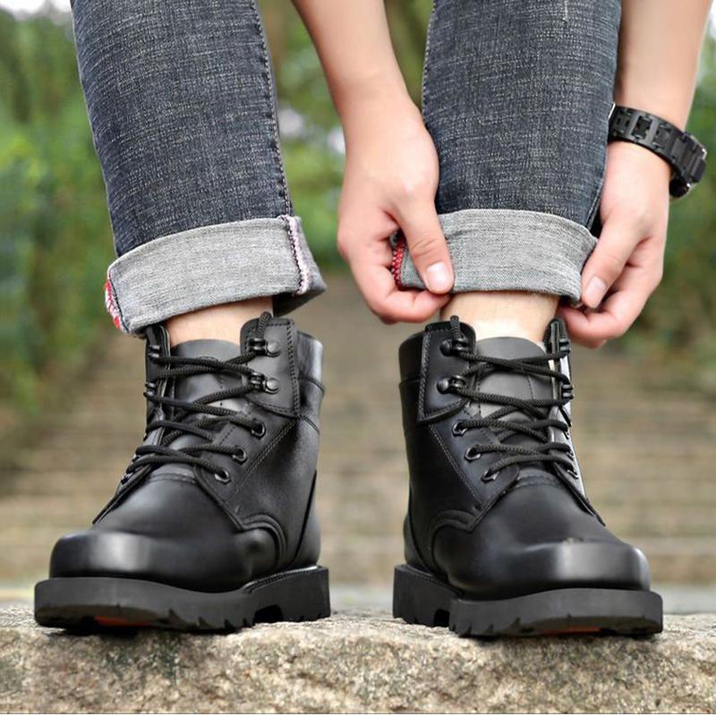 New Faux Leather Boots Winter Cotton Boots for Men and Women Warm Cotton Shoes Combat Boots Non-slip Thick-soled Martin Boots