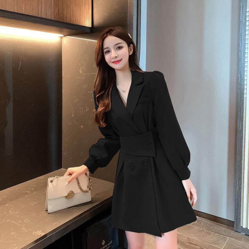 Women's Dress Long Sleeve Turn-down Collar Knee-length Daily Wear Dating Party Office