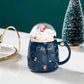 Christmas Mugs Couples Ceramic Santa Claus Figurines with Lid and Spoon New Lid Design Holiday Style Office Home Milk Coffee Cup