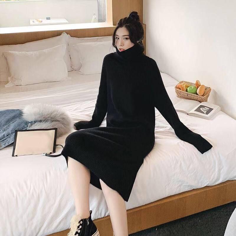 Pullover Women's Autumn and Winter New Loose High Collar Thickening Long Paragraph Bottom Skirt