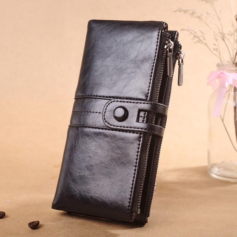 Multi-Layer Clutches Leather Bag Portable PU Leather Large Capacity Soft Surface Wallets with Coin Pocket Zipper Purse Unisex