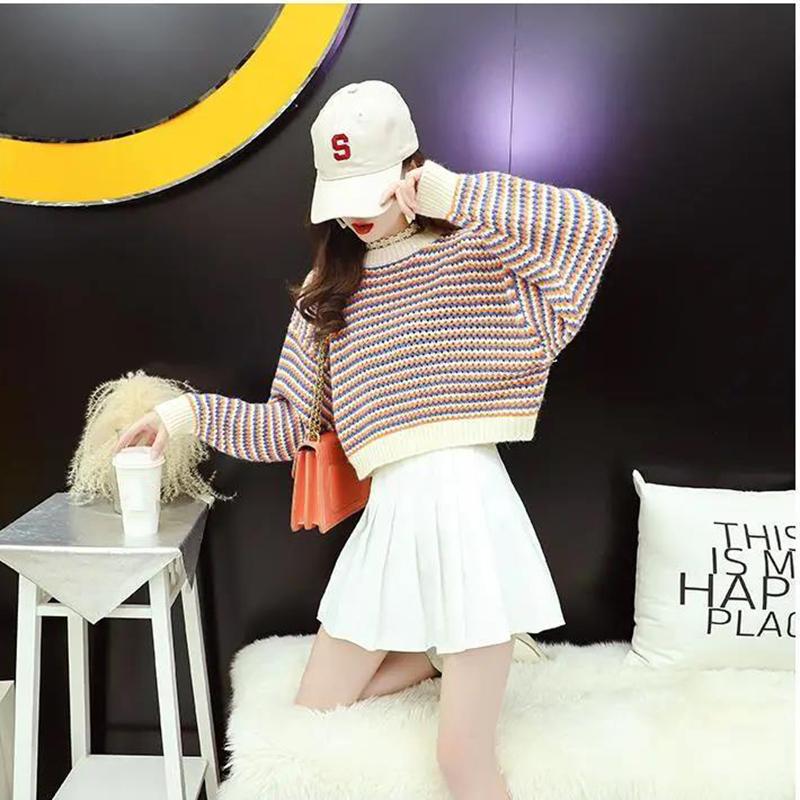 Autumn  Women Fashion Sweater Casual Knitting Sweater  Round Neck Pullovers Loose Casual Long Sleeve Sweater