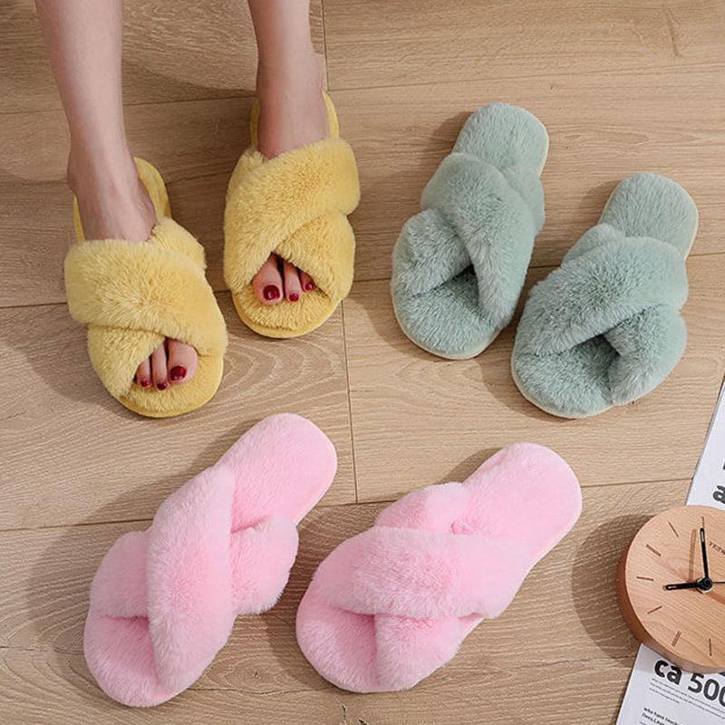 Winter Wool Slippers Women Wear Indoor Non-slip Home Household Warm Cotton Shoes
