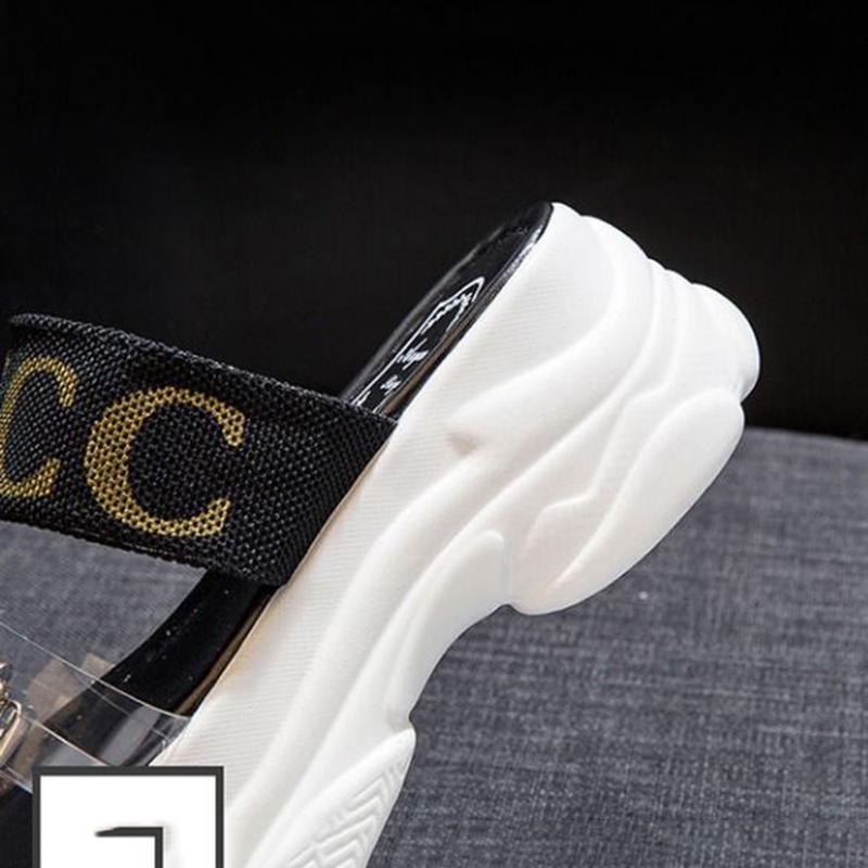 Beach Shoes and Slippers Women's All-match Thick-soled Heelless Sandals and Slippers Women's High-heeled Rhinestone Sandals