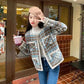 Temperament Lady Short Coat Female Slim All-match Plaid Small Fragrance Temperament Woolen Top Ladies Long-sleeved Coat