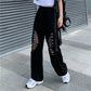 High Waist Wide Leg Pants Summer Thin Section Large Size Loose and Thin Hollow Sports Casual Pants Women
