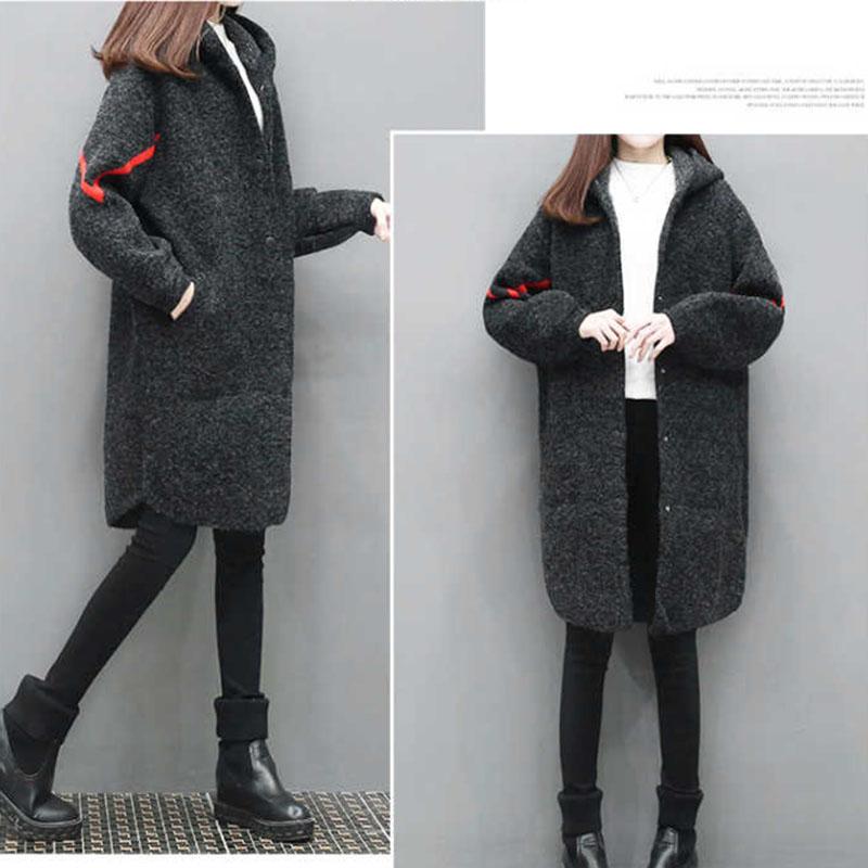 Autumn and Winter Plus Size Loose Sweater Mid-length Knitted Cardigan Jacket Jacquard Pattern Female Jacket