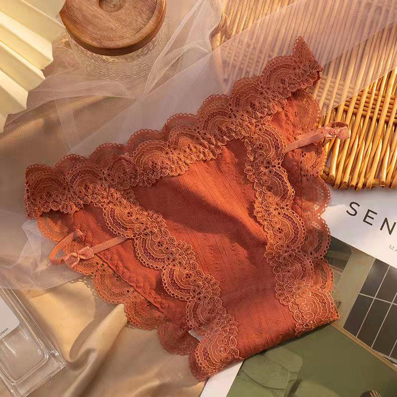 Female Cotton Antibacterial Underwear Lace Sexy Charming Seamless Underwear Japanese Student Girl Mid-waist Briefs Sport Panties Micro G-string