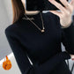 Autumn and Winter Korean Version of Warm Knit Sweater Slim Long-sleeved Solid Color Top Plus Velvet Thick Round Neck Sweater
