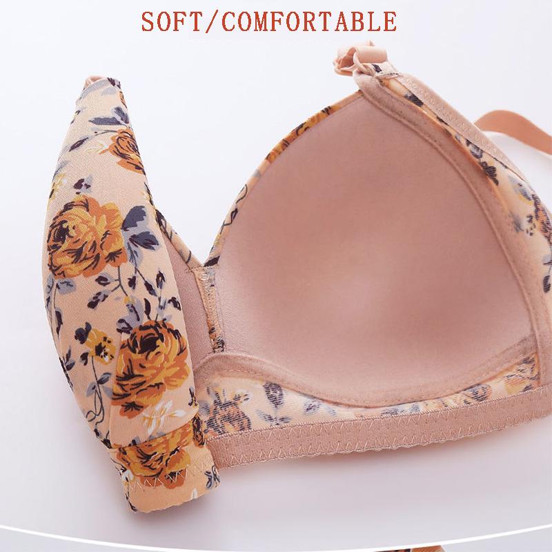 Women's Thin and Large Size No Steel Ring Beautiful Back Bra Gathered Side Breast Bra Anti-sagging Underwear