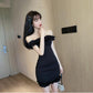 One-shoulder Dress High Waist Tight-fitting Hip Skirt Women Dress Solid Color Bodycon Summer Skirt Club Wear