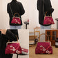 Ethnic Style Women Silk Flowers Printing Handbag Messenger Dual Purpose Exquisite Elegant Doctor Bag