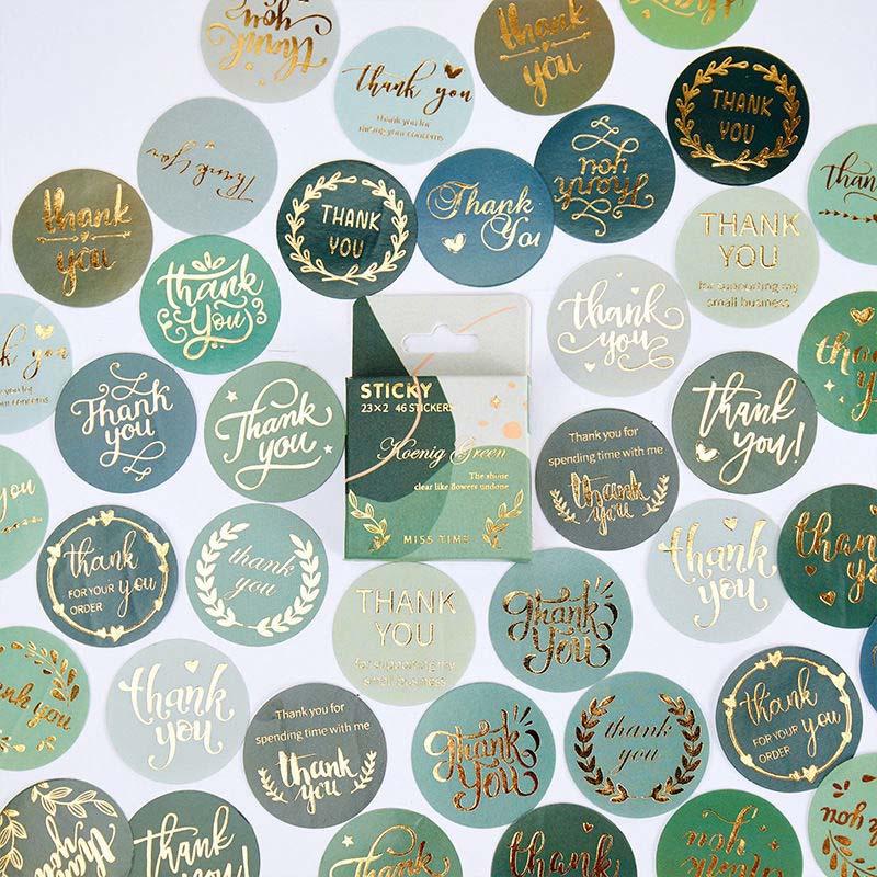 38 Pcs European Retro Boxed Label Thank You Sticker Old Trip Creative Hand Account Item Decoration Round Sealing Sticker