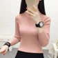 Autumn and Winter Knitted Solid Color Bottoming Shirt Zipper Short Slim Top Long Sleeve Simple Female Sweater