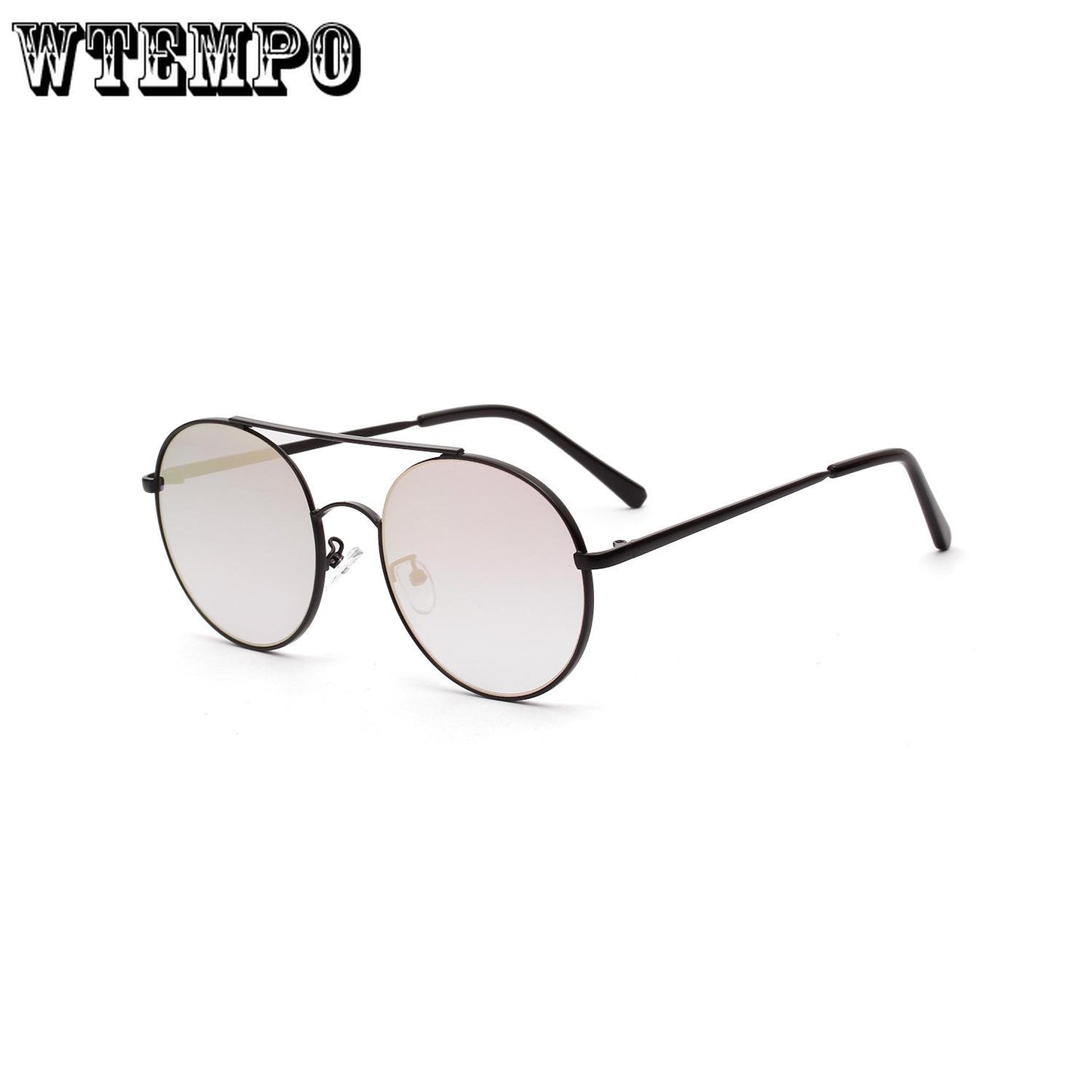 WTEMPO Sunglasses Reflective UV Protect Glasses Transparent Black Frame Steampunk Women Eyewear