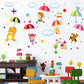 [Wall sticker ]Diy Cartoon Animal With Umbrella Wall Decals Star Tree Forest Wall Stickers For Kids