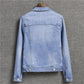 Denim Jacket Women's Autumn and Winter Slim Casual Jeans Jacket Student New Short Top Lapel Classic Denim Coat All Match Jacket