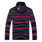 Spring Men's Polo Shirt Striped Long Sleeve T-Shirt Casual Lapel Solid Color Top Real Pocket High Quality Shirt Polo