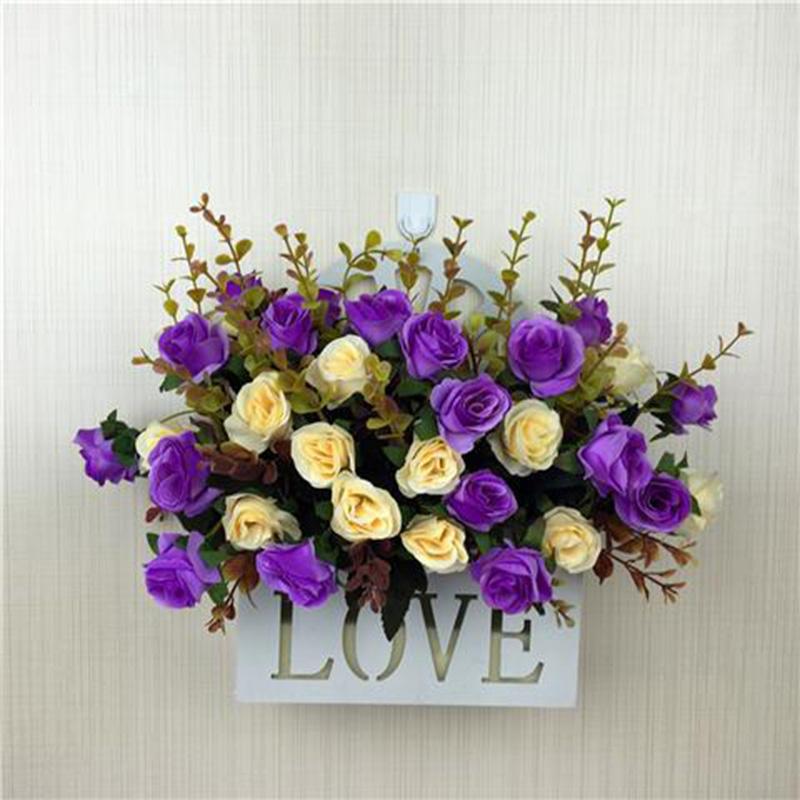 Artificial Flower Artificial Flower Set Hanging Basket Hanging Basket Rose Silk Flower Dining Table Plastic Flower Living Room Interior Decoration