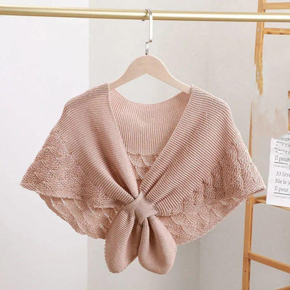 WTEMPO Summer Knitting Little Shawl Women's Thin Solid Color Knotted Neckties