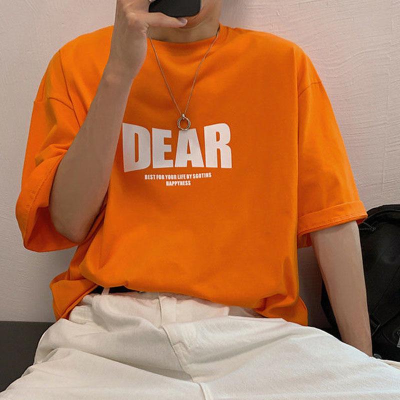 Summer T-shirt Men's Simple Letter Printing Couple Wear Loose Casual Niche Short-sleeved T-shirt