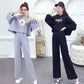 Hooded Long-sleeved Loose Warm Hoodie + Wide-leg Trousers Casual Two-piece Women's Thin Suit Is Simple Lightweight and Comfortable