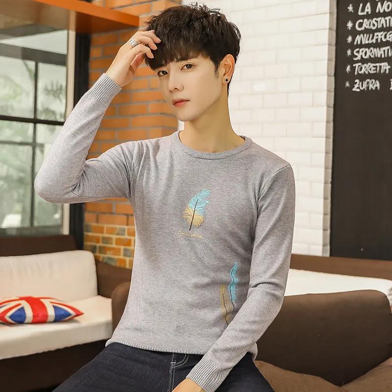 Sweater Men Korean Round Neck Sweater Men's Knit Sweater Long-sleeved All-match Bottoming Shirt To Keep Warm In Winter
