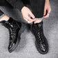 Autumn Trend Martin Boots Men's Shiny Motorcycle Boots All-match British Trendy Shoes