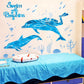 Dolphin Bathroom Bedroom Underwater World Wall Glass Decoration Green Removable Wall Sticker