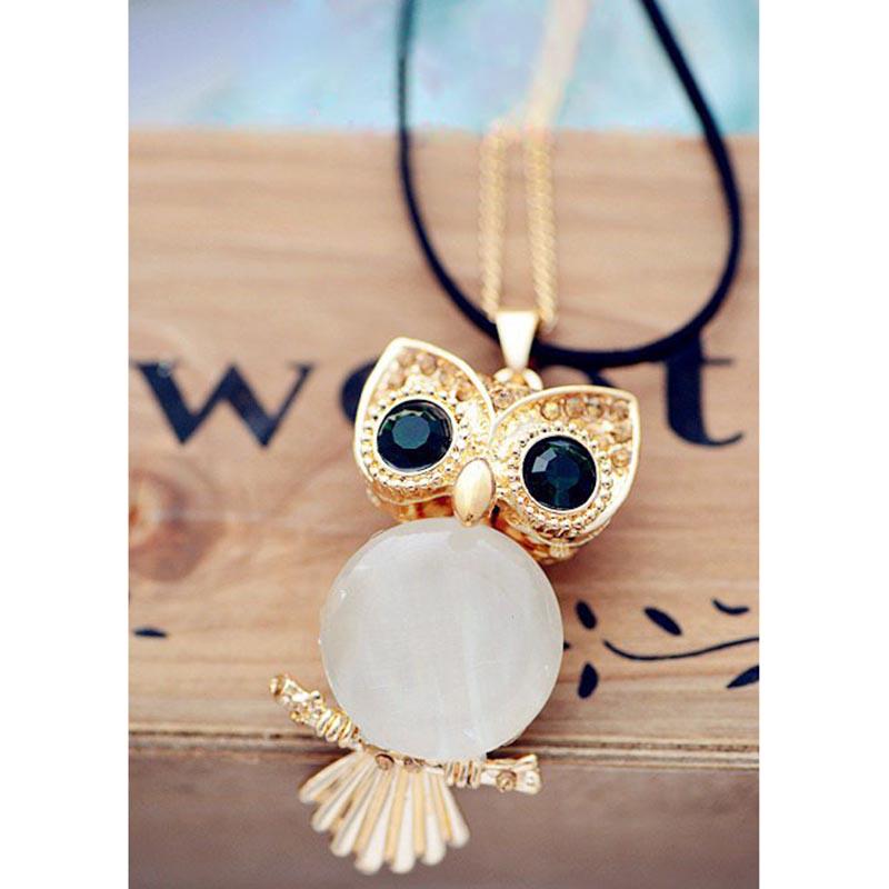 Green Eye Owl Necklace Decorative Long Necklace Sweater Chain New Year Gift