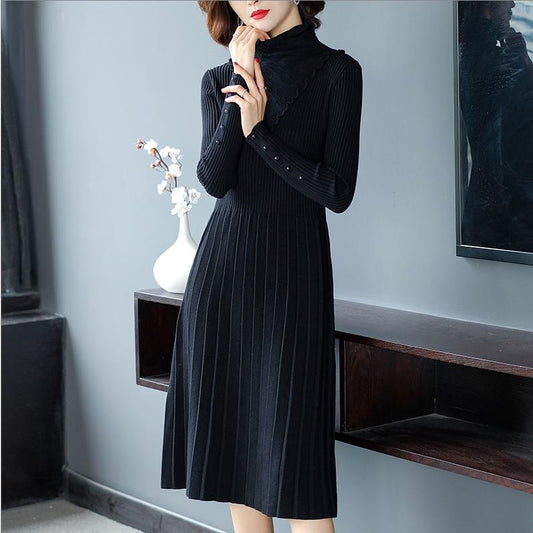 Casual Autumn Women's Dress O Neck Long Sleeve Sweater Dress Casual Loose Female Knitted Dress