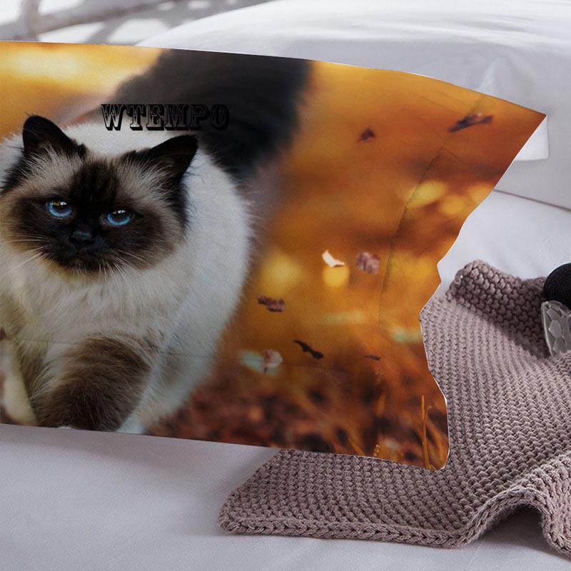3pcs Cute 3D Autumn Cat Cat Print Duvet Cover Pillow Case Zipper Kids Bedding Set Bedclothes