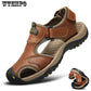 Men's Sandals Leather Breathable Closed-Toe Sandal Summer Beach Shoes Outdoor Shoes