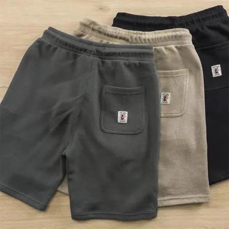 Knitted Shorts Men's Retro Cotton Do Old Lazy Elastic Waist Sports Loose Casual Five-point Pants Summer Men